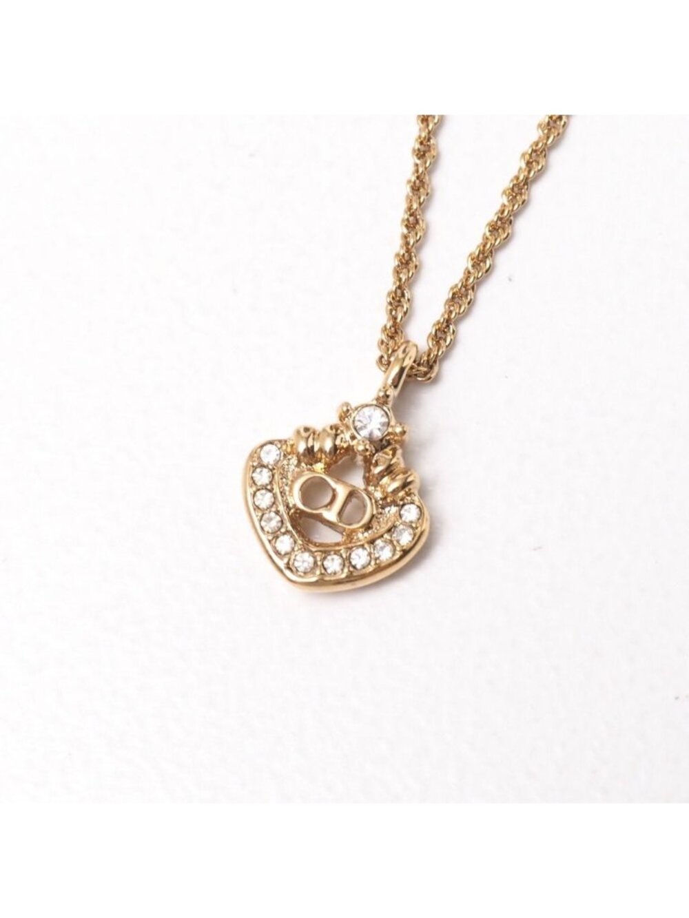 Dior Vintage Necklace CD Logo Rhinestone Pave Costume Gold